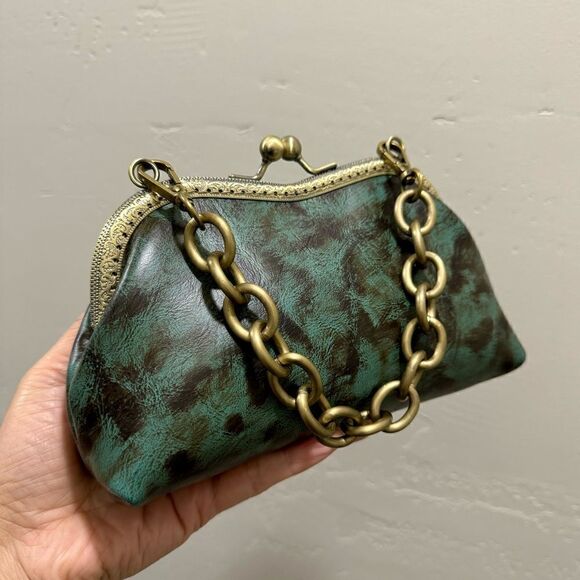 Handsewn Vintage Genuine Cowhide Clutch/Wristlet/Crossbody & 2 Chain Styles - Picture 6 of 13